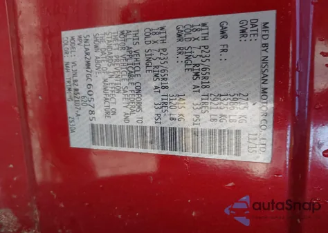 2016 Nissan Pathfinder S z USA, uszkodzony, nr VIN 5N1AR2MM7GC605785